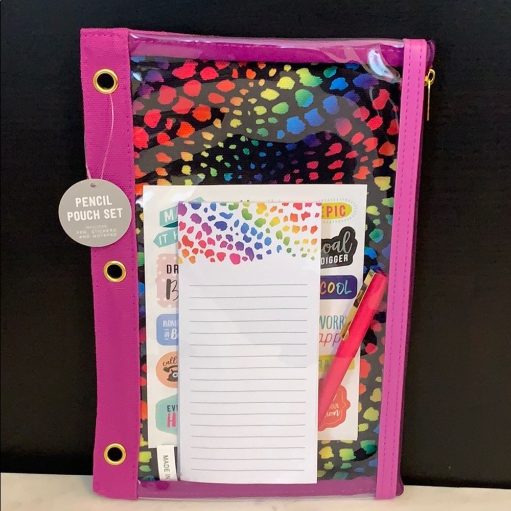 Eccolo Clear/Multi-Color Stationary Pencil Pouch